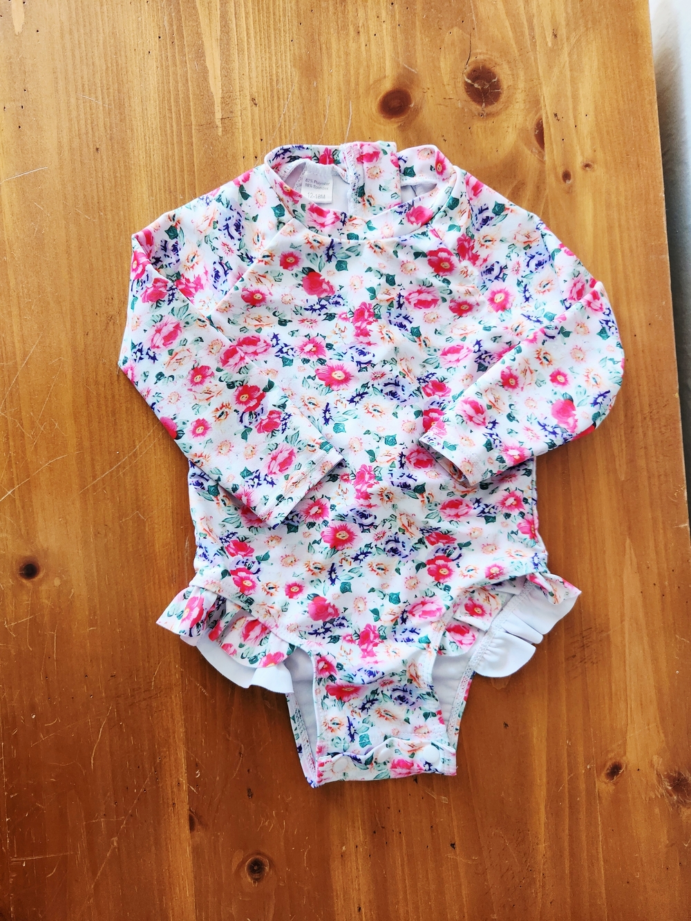 12-18 Month Floral Long Sleeve Swimsuit